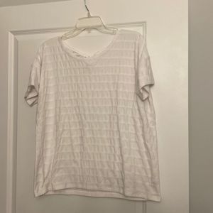 NWOT Talbots White Cable Nautical Striped Soft Cotton Blend T-Shirt - Size L